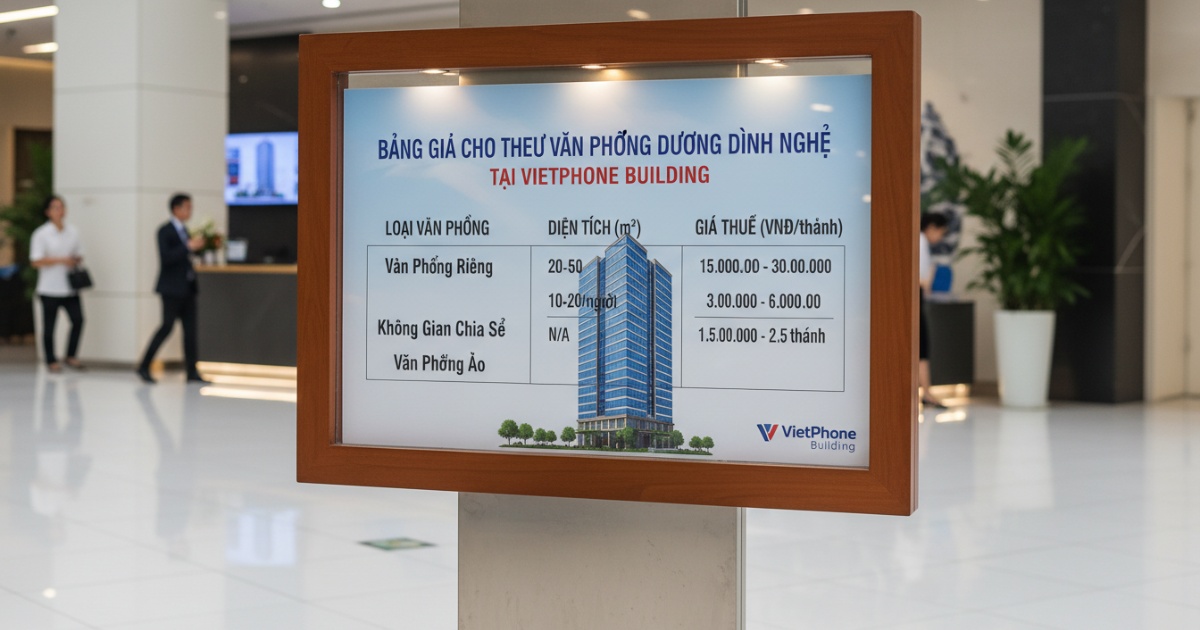 Bảng Giá Cho Thuê Văn Phòng Dương Đình Nghệ Tại VietPhone Building