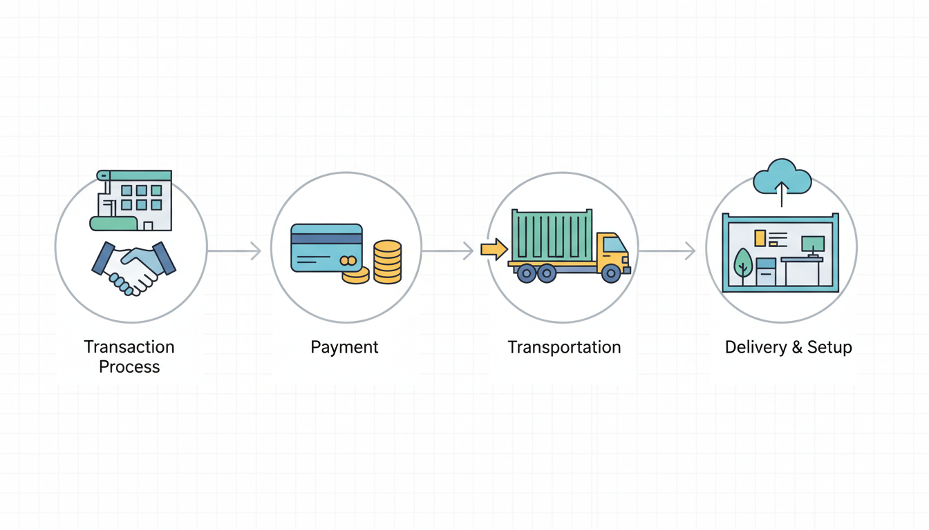 Quy trình giao dịch và vận chuyển khi mua container văn phòng