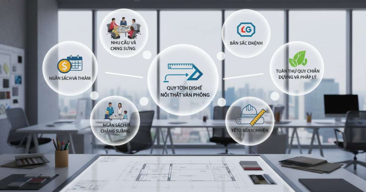 Những lưu ý quan trọng khi triển khai quy trình thiết kế nội thất văn phòng